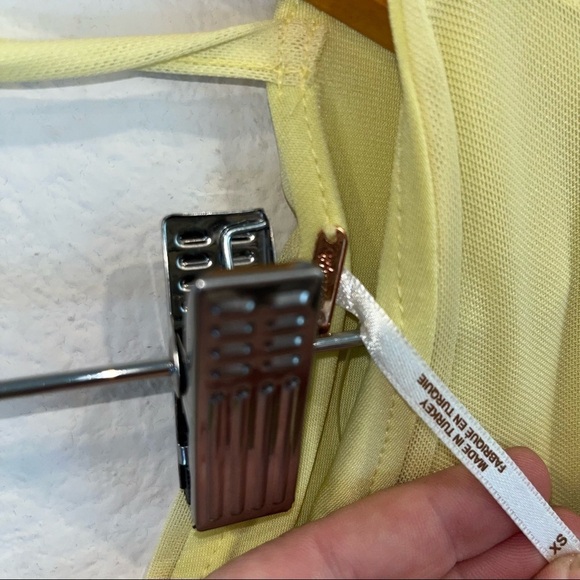 Free People lime green yellow mesh cross front tie back neck shirt size x small - Picture 2 of 7